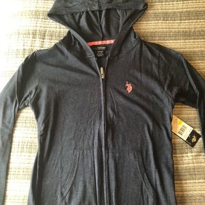 Heather blue U.S. Polo Assn girls hoodie